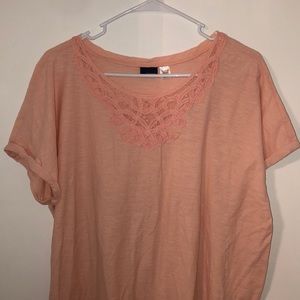 basic editions short sleeve peach colored top